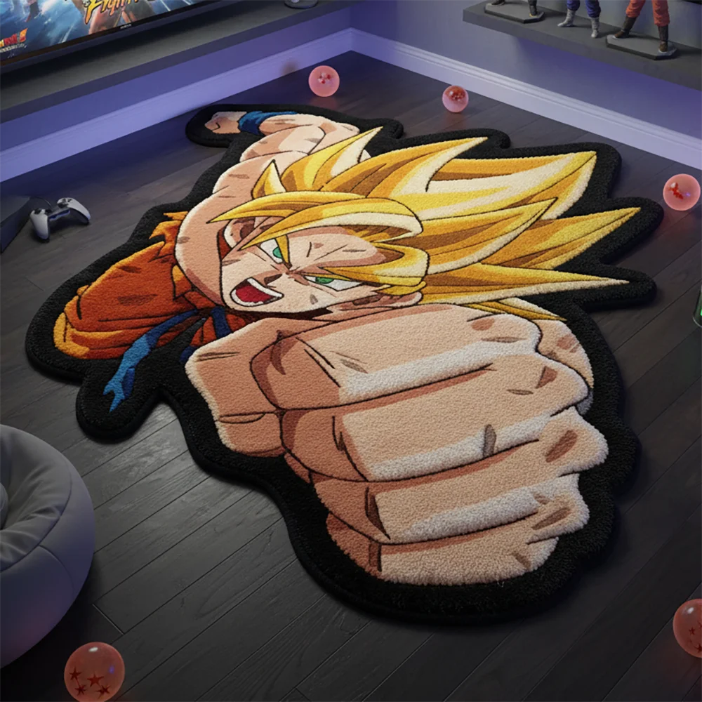 Cartoon Anime Dragon Ball Super Saiyan Goku Rug Kids Room Decor Non-Slip Carpet,Pet/Game Mat,Soft Decorative Blanket view 2