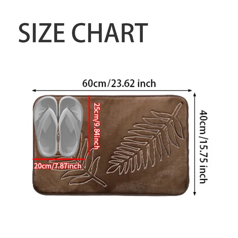 1PC Flannel Leaf Embossed Floor Mat Soft Comfortable And Minimalist Leaf Element Bathroom Bedroom Mat