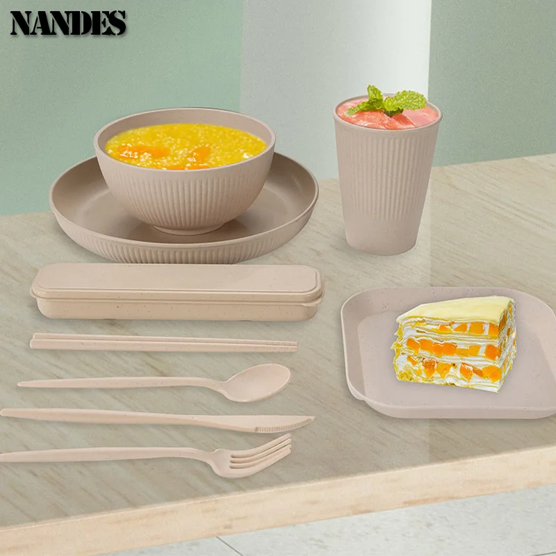 36-Piece Wheat Straw Dinnerware Set 4