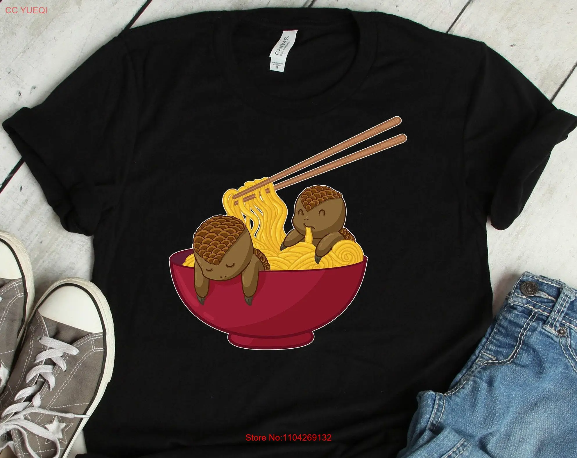 Pangolin Japanese Chibi Ramen Bowl Noodles Lover T Shirt Kids Anime SweaT Kawaii Pho s long or short sleeves