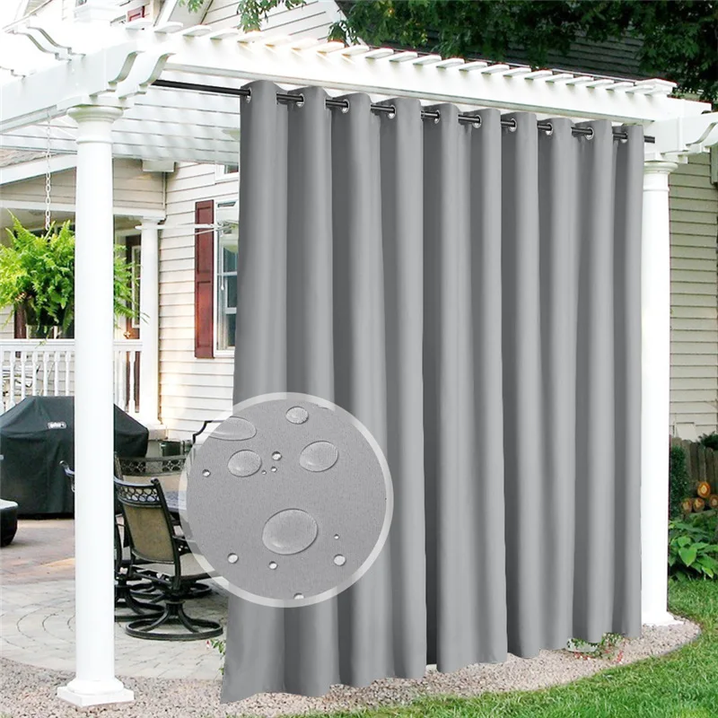 

1PC Waterproof Outdoor Thick Privacy Weatherproof Grommet Top Curtain Outside Curtain for Porch Patio Pergola Cabana Blackout