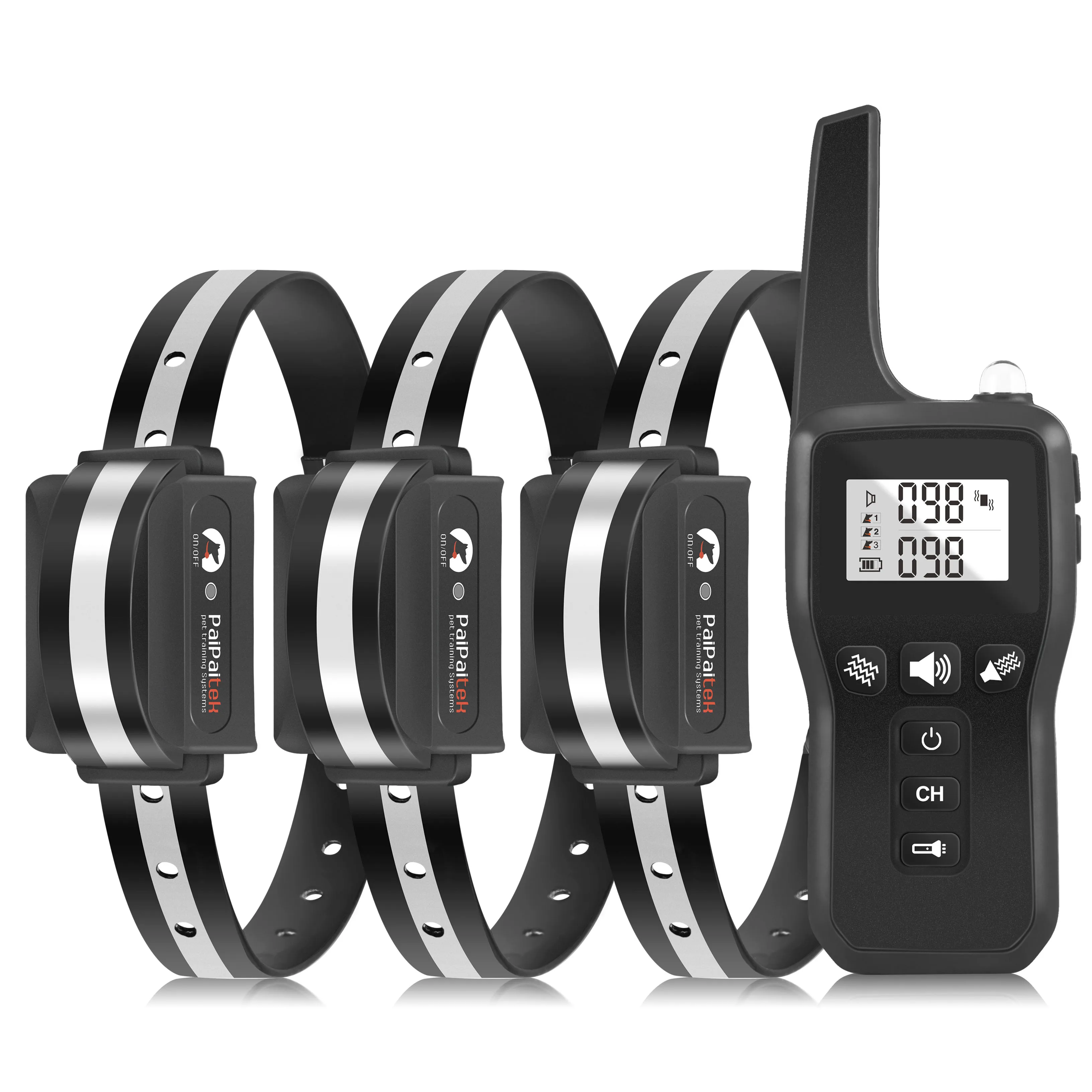

3300ft Remote Range and 100% Waterproof Electric Dog Collar with Flashlight 3 Dog Training Collar with Remote No Shock