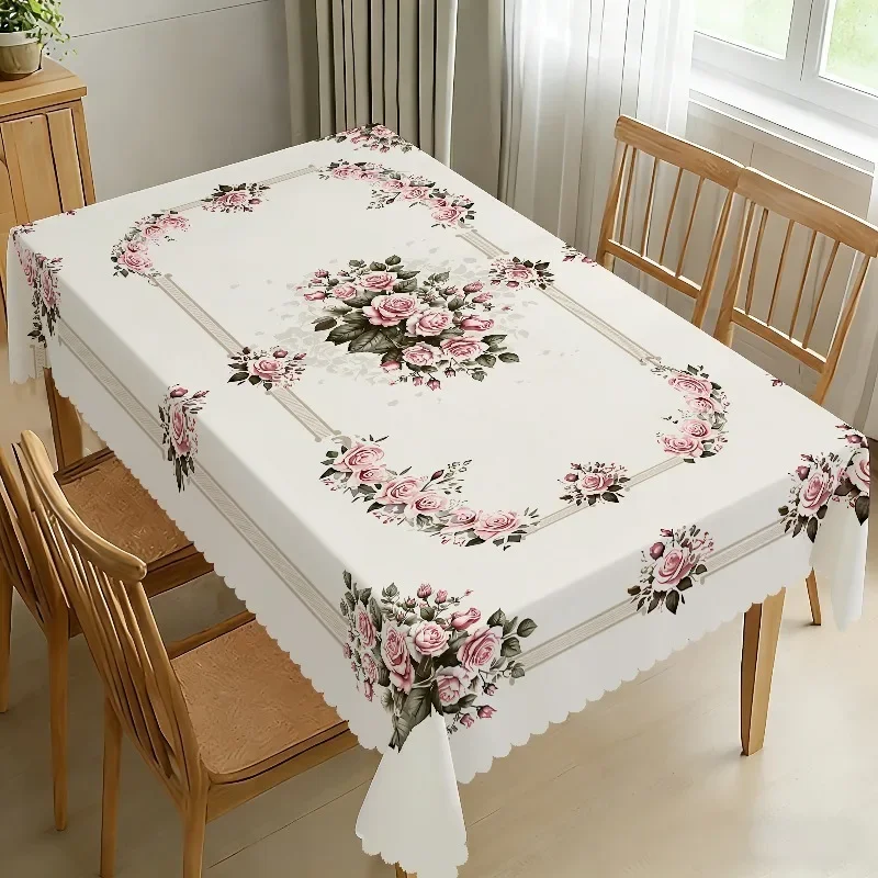 1pc vintage and elegant floral tablecloth. With an elegant rose design, it features an European country style.xzj