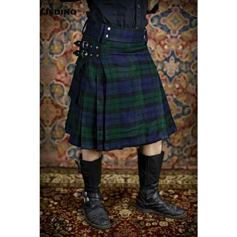 Tartan Utility Kilts für Männer Tartan-Kilt mit Riemen und großen Cargotaschen