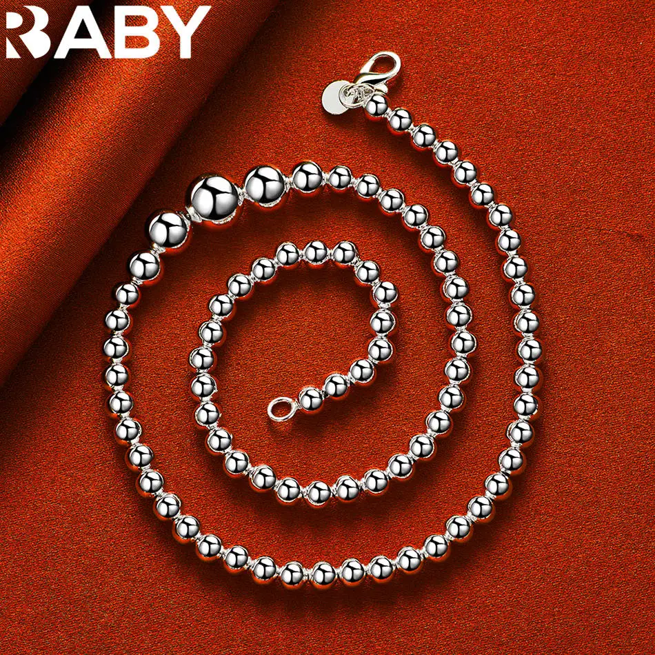URBABY Collana a catena con perline rotonde in argento sterling 925, gioielli di moda, squisito regalo di nozze per feste di fidanzamento