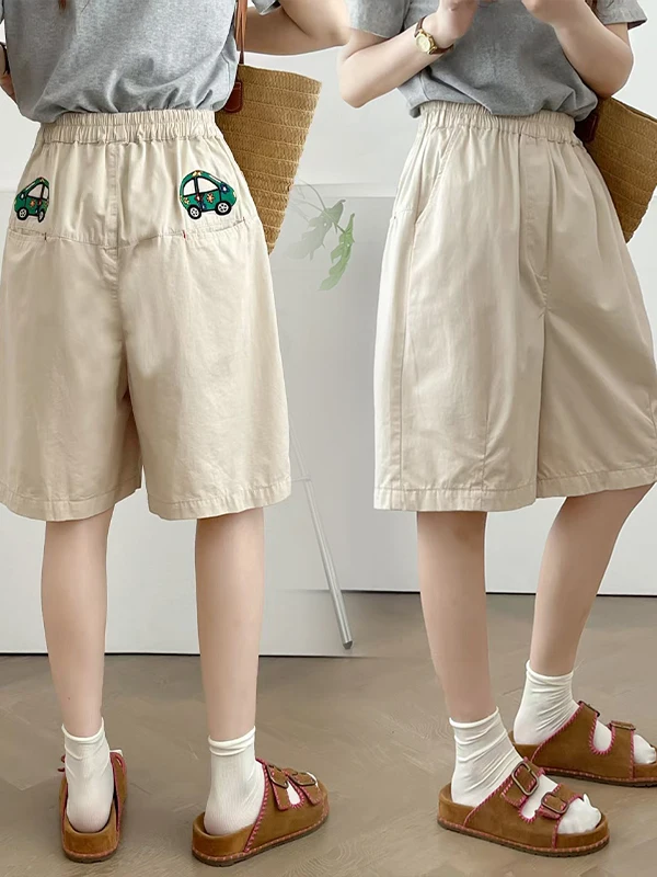 Calças Largas de Verão para Mulheres, Bordadas, Casuais, Versáteis e que Não Envelhecem, Novidade de Verão