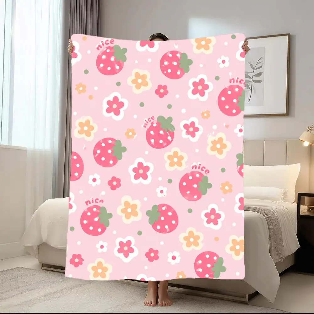 Fruit Floral Set Throw Short Plush Throw Blanket Soft Skin-Friendly Multi-Scene Home Office