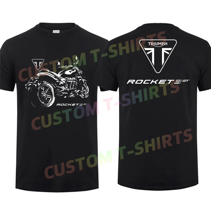 2024 Summer 100% Cotton Men T Shirt Casual Triumphs Rocket 3 Gt Motorcycle Enthusiast T-shirt Short Sleeves Streetwear S-3XL