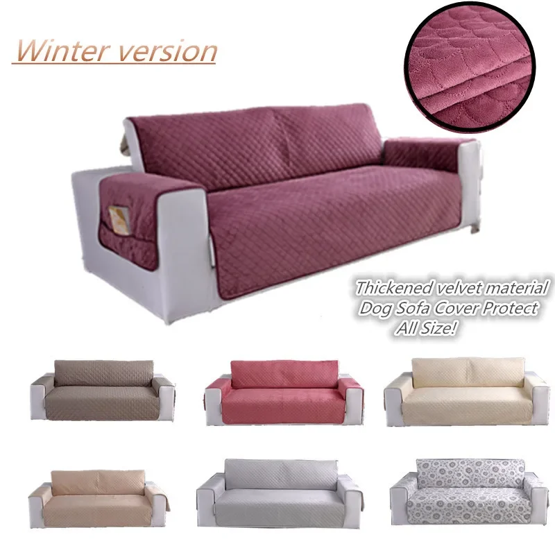 Quality Thickened Plus Velvet Sofa Couch Cover Coat Removable Washable Armrest Seat Slipcover For Dogs Pets Keep Warm In Winter