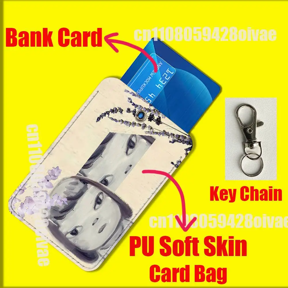 Japan Pop Y-Yoshitomo N-Nara Kaarthouder Case Voor ID Clips Credit Bank Toegang Water mouwen Pocket PU Lederen Sleutelhanger