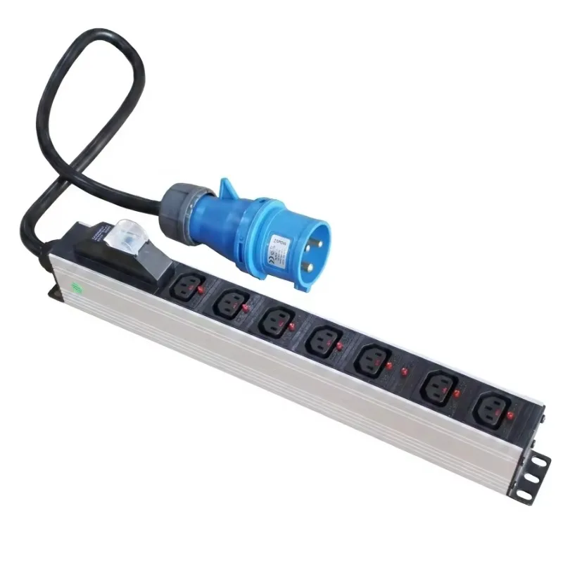 1U 19 Inch Rack Mount PDU 8 Way IEC C13 Power Distribution Unit with IEC 60309 CEE Plug for Server Rack Cabinet