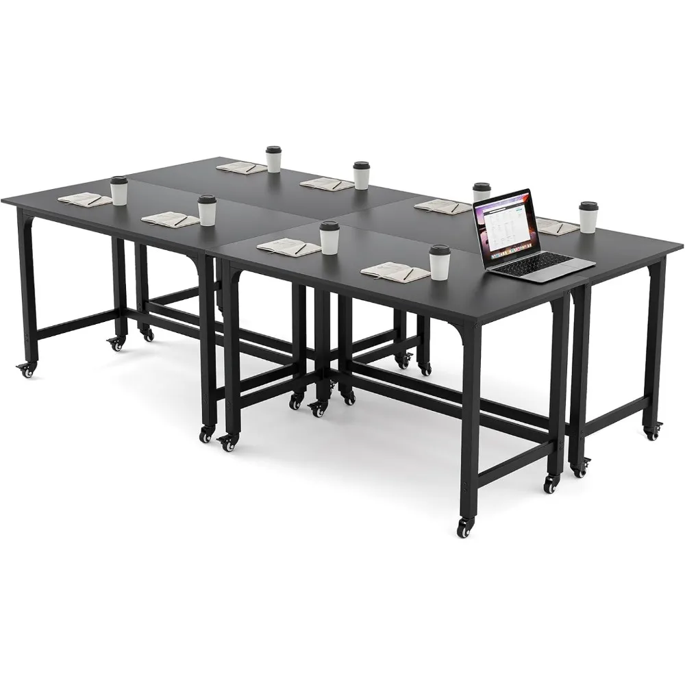 

Стол для конференц-зала, мобильный компьютерный стол со съемной сумкой для хранения и 2 подвесными крючками, прочный стол для встреч на колесиках