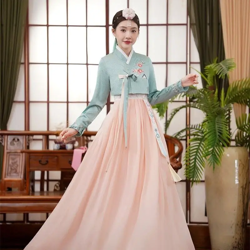 الملابس الكورية للنساء Yanji الإنترنت الشهيرة التقاط الصور فستان المحكمة الأداء اليومي سوبر الجنية الهانبوك ملابس الزفاف #6