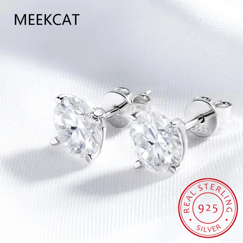 D Color 1CT Moissanite Stud Earrings 925 Sterling Silver Brilliant Round Cut Lab Created Diamond Jewelry For Women MSE0035