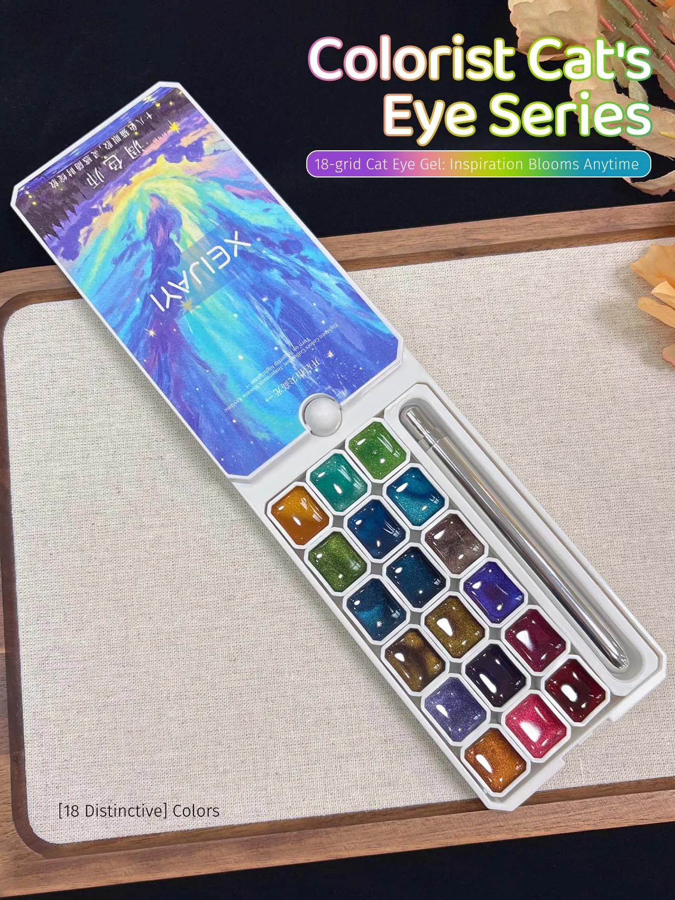 XEIJAYI 18 Farben Colorator Katzenaugen-Flap-Gel Hochsättigend Beliebter Halbfester Nagellack-Gel für Damen Nagelstudio DIY – Detail 8