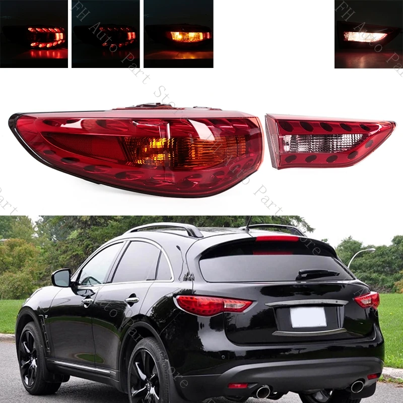 

Задний бампер автомобиля, стоп-сигнал, указатель поворота заднего хода для Infiniti FX35 QX70 2010-2017, задний фонарь, задний фонарь 26550-1CH0A 26555-1CH0A