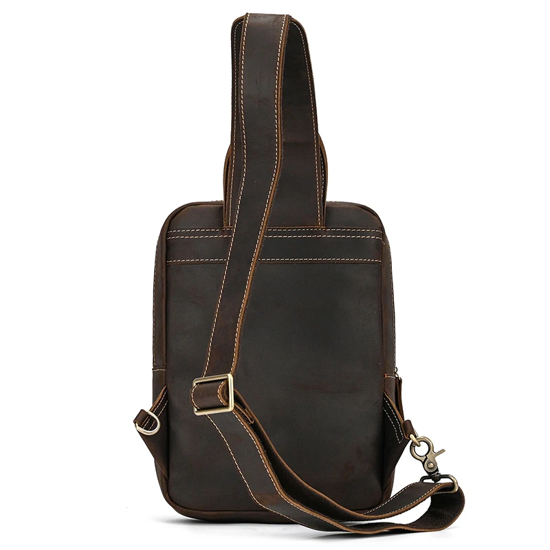 Large Capacity Leather Chest Bag Crossbody Bagpack For Man Sling Bag Vintage Fashion Unique Designer Chest Pack Shoulder Bag