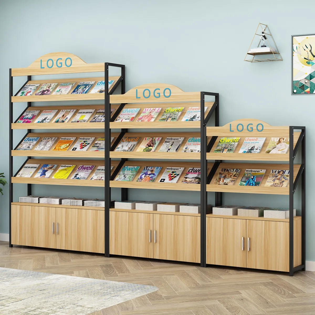 Book Catalog Brochure Magazine Newspaper Rack With Cabinet Display Rack