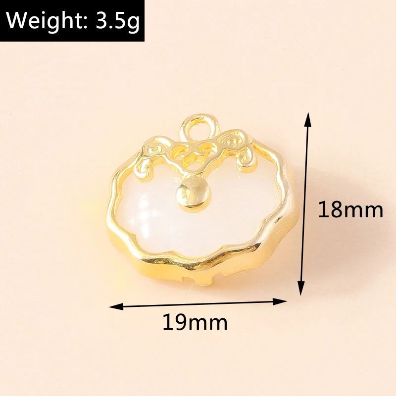 10 Stück Traditioneller Chinesischer 3D Vergoldeter Luxus Imitations-Jade Glücksbringer Anhänger für DIY Armbänder Schmuckherstellung Zubehör – Detail 22