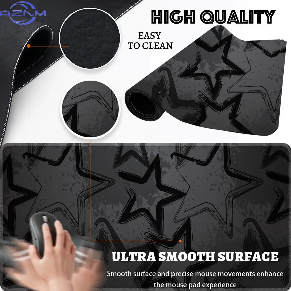1pc Package Diatom Mud Multi-Size Large E-Sports Desk Mat And Mouse Pad - Black And Gray Starry Sky Pattern with White Brushstro
