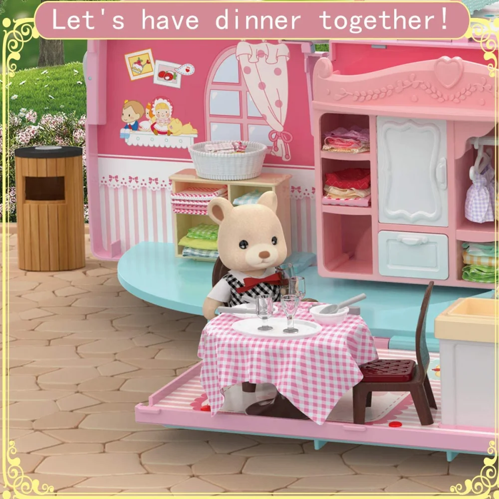 Koala Diary Dollhouse Home Pretend Toys Miniature Furniture Bus Dolls Accessories Girls Diy Toys Miniature Scene Doll House Gift