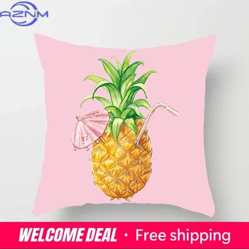 Home Decoration Cactus Pineapple Tropical Pillow with Cushion Polyester Pillow Decoration Ribbon Room Cushion 40549