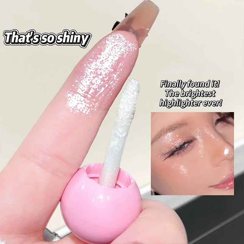 Pfirsichrosa Flüssiger Gesichts-Highlighter mit Perlglanz-Glitzer, Schimmernder, Klärender, Feuchtigkeitsspendender Lidschatten, Aufhellendes Koreanisches Make-up – Detail 4