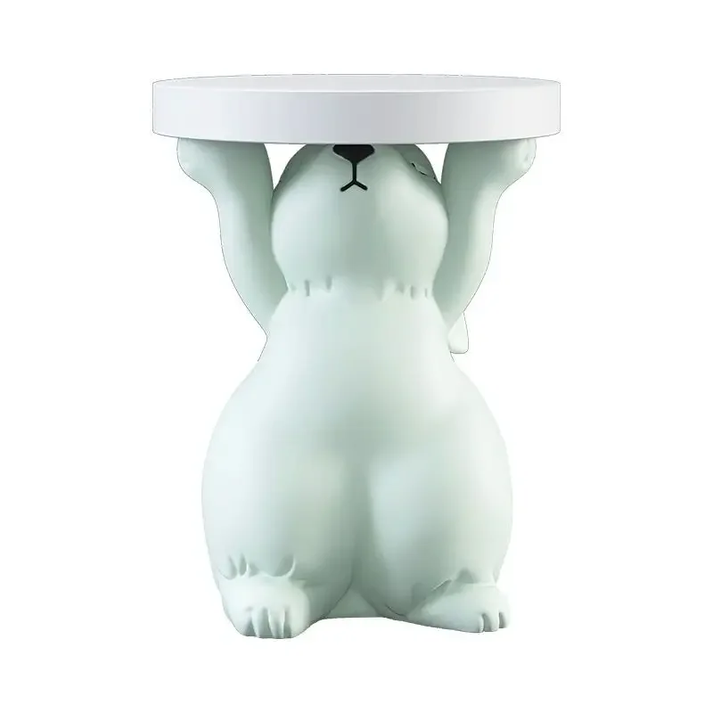 

Rabbit Statue Tea Table Round Side Tables Living Room Sofa Corner table Home Decor Creative Coffee Tables Room Decor Art Gift