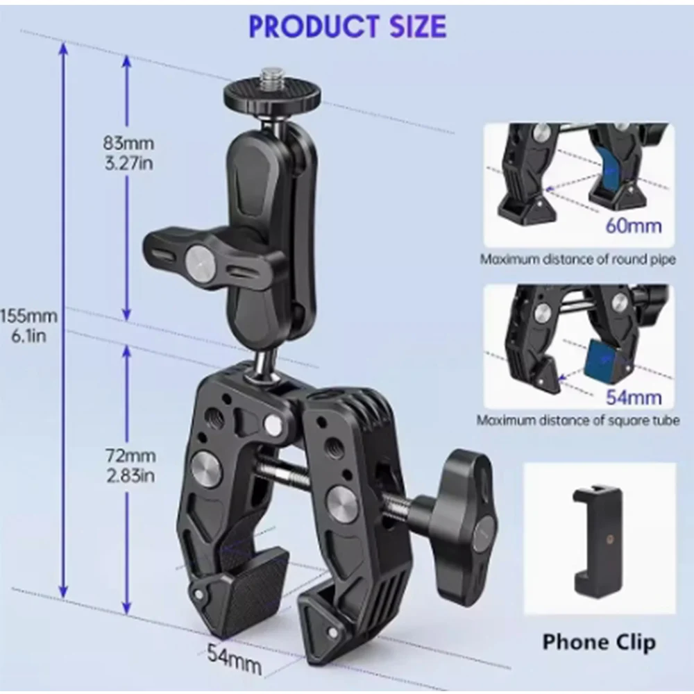 

Super Clamp Camera Clamp Mount Monitor 360° Ballhead Magic