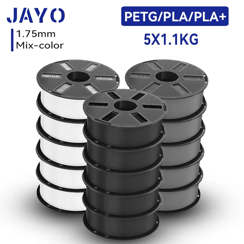 Filament d'imprimante 3D JAYO PETG/PLA/PLA PLUS 1,75 mm 5,5 kg 100 % sans bulles, non toxique, matériaux d'impression 3D pour imprimante 3D et stylo 3D