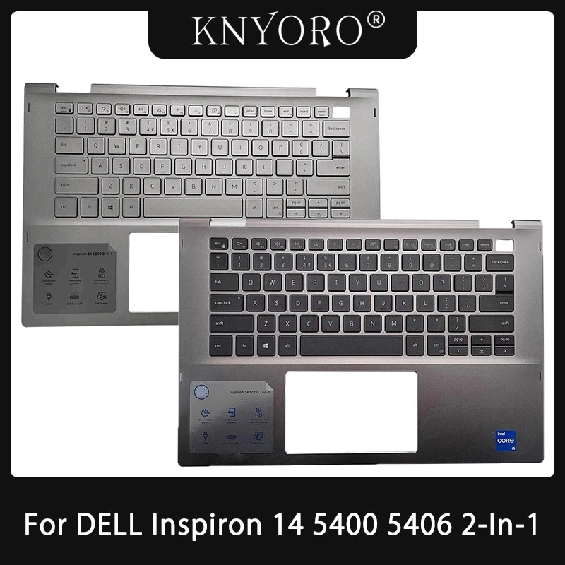 

New For DELL Inspiron 14 5000 5400 5406 2-In-1 Laptop US Keyboard With Backlight Palmrest Upper Cover Case Silver Gray 0X46H3