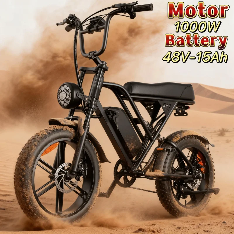 

20-inch electric bicycle retro beach mountain off-road electric bicycle 1000W motor 48V 15AH battery electric bicycle