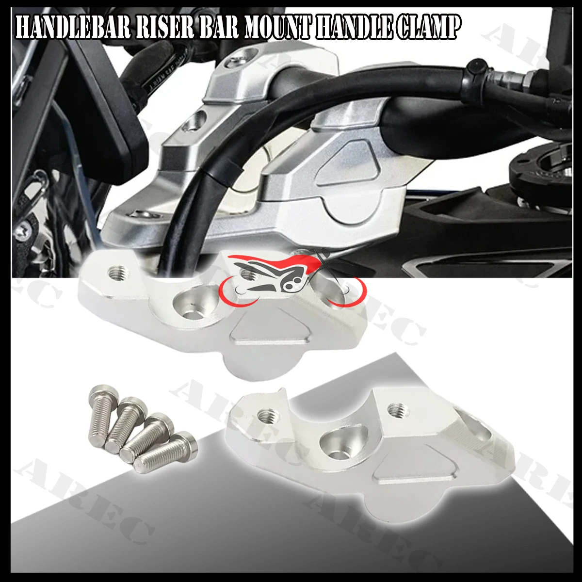 Motorcycle Silver CNC Handlebar Riser Bar Mount Handle Clamp Kit For BMW R 1300 GS R1300gs R1300GSA R1300GS Adventure 2023-2025