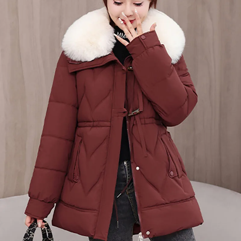

New Down Cotton-Padded Jacket Women Mid Long Winter Parkas Thick Fashion Outwear High-End Warm Cotton Padded Coat Female Coat