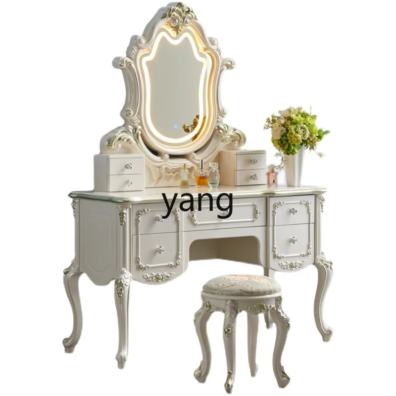 

XYY solid wood dresser bedroom new cream wind solid wood dresser makeup table with lamp