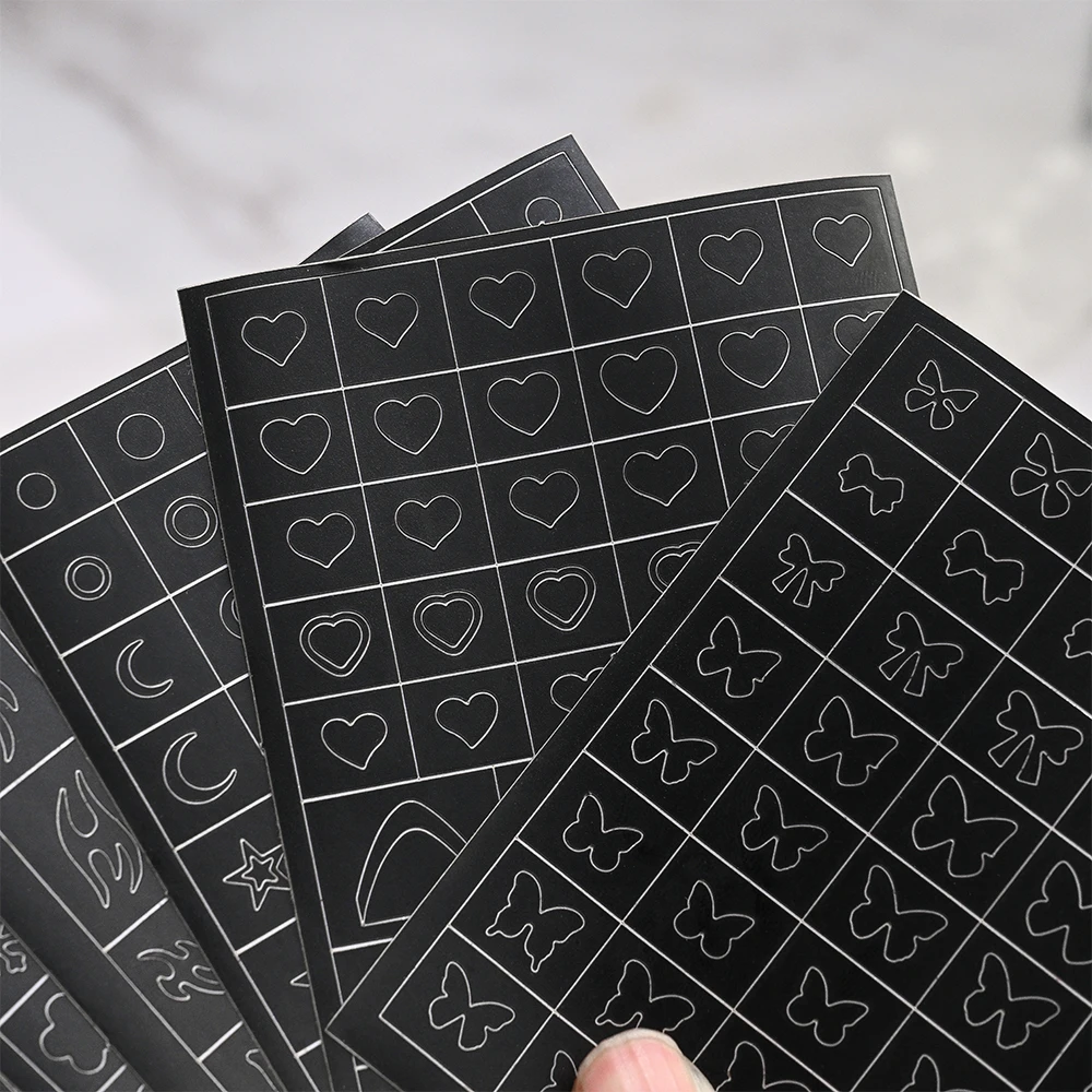 2개입 프렌치 네일 팁 가이드 네일 스티커 프레스온 네일 심플 프렌치 팁 디자인 보조용 속이 빈 네일 데칼 프렌치 네일 스텐시