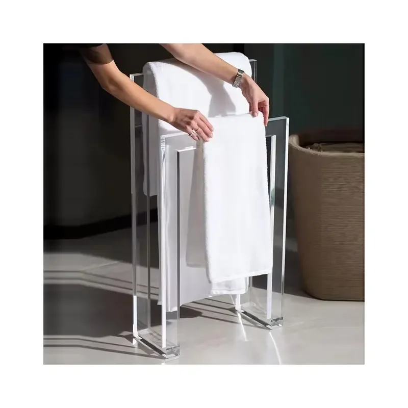 Customized wholesale transparent acrylic towel rack acrylic storage rack