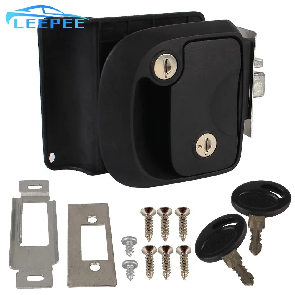 RV Door Lock Replacement Door Latch Handle with Keys Camper Accessories Double Open Door Lock RV Camper Trailer Entry Door Lock