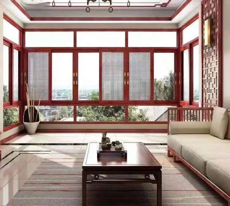 *&S Aluminum Window And Doos Double Glass Champagne Color Aluminum Sliding Window