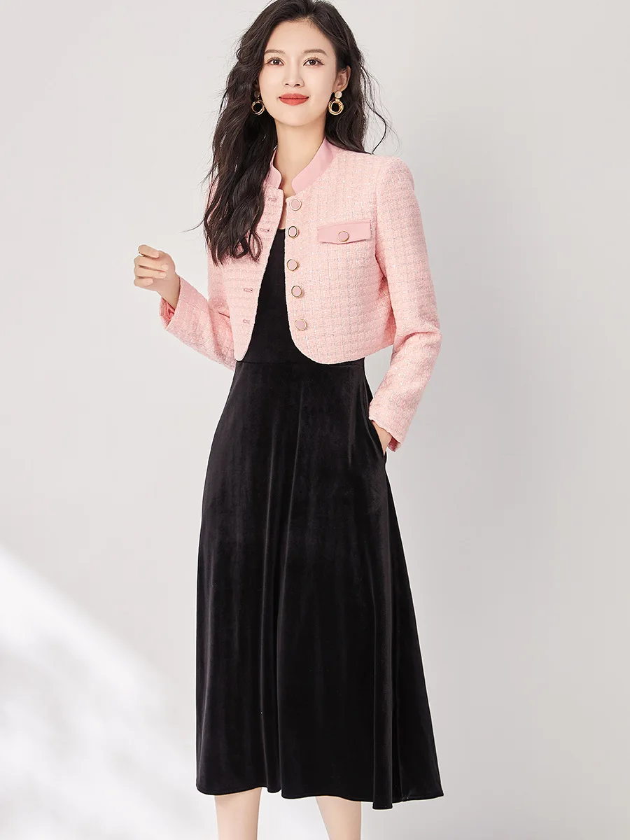 Elegant Temperament Slim Dress and Top Set High End Design Korean Fashion Light Luxury Vintage French Spring and Summer New 2024