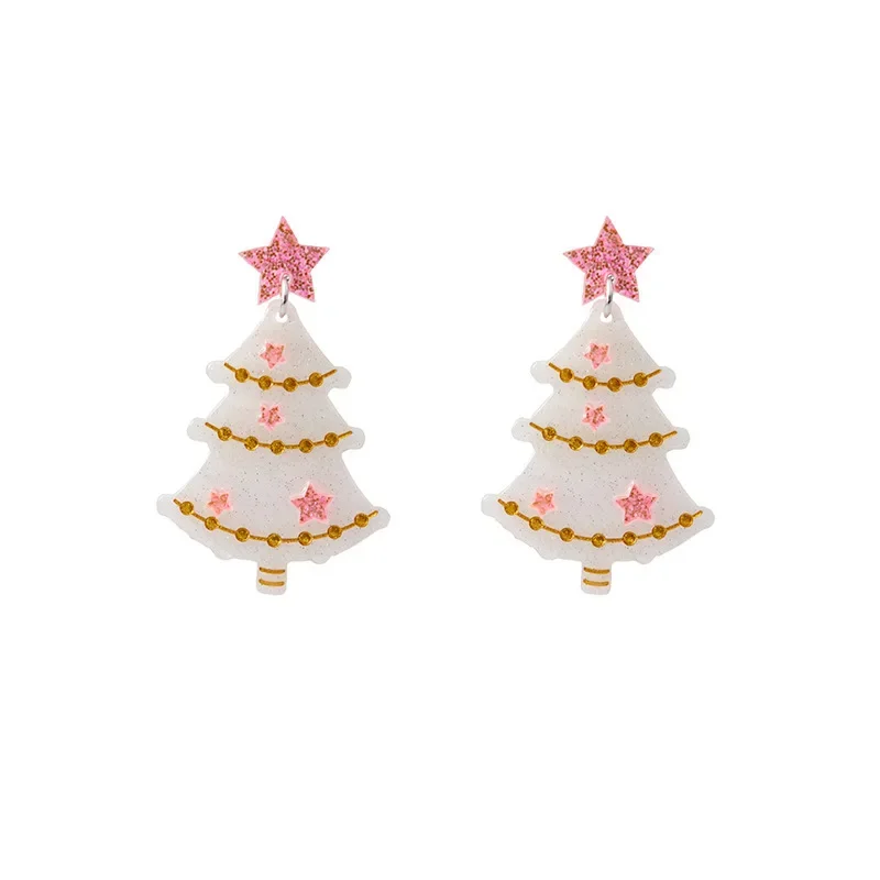 Christmas Theme Earrings Christmas Tree Earrings for Women White Copper Needle Anti-Allergy New Product Promotion