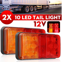 2PCS 10 LED 12V Rear Taillight Brake Stop Turn Signal Indicator Lamp Truck Trailer Caravan RV Van Car Lighting Waterproof IP65