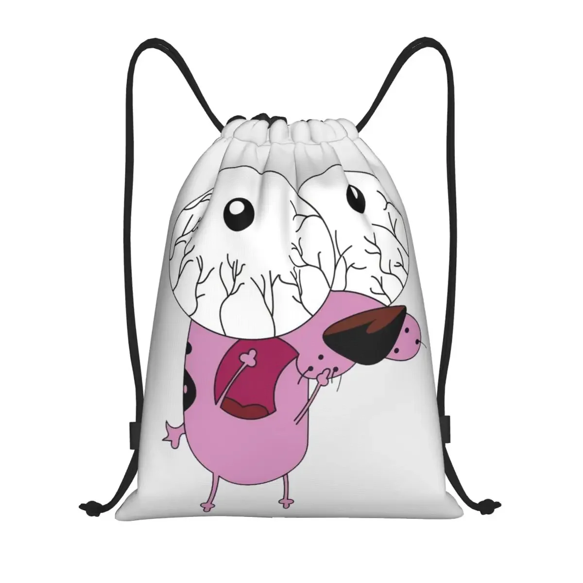 Custom C-Courage The Cowardly Dog Frightened Eyes Drawstring Bags Men Women Lightweight Sports Gym Storage Backpack