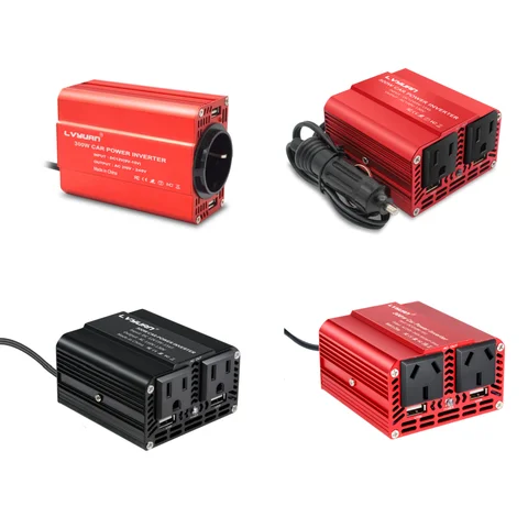300W Power Inverter DC12V-AC110V 220V Portable Car Inverter with Dual 5V 3A USB Laptop/Phone/Camera Fast Charging Power Supply