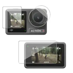 Bilashmart 3/set Tempered Glass Films Lens Screen Protection Film DJI Osmo Action1 /2 / 3 / Action 4 Camera Accessories