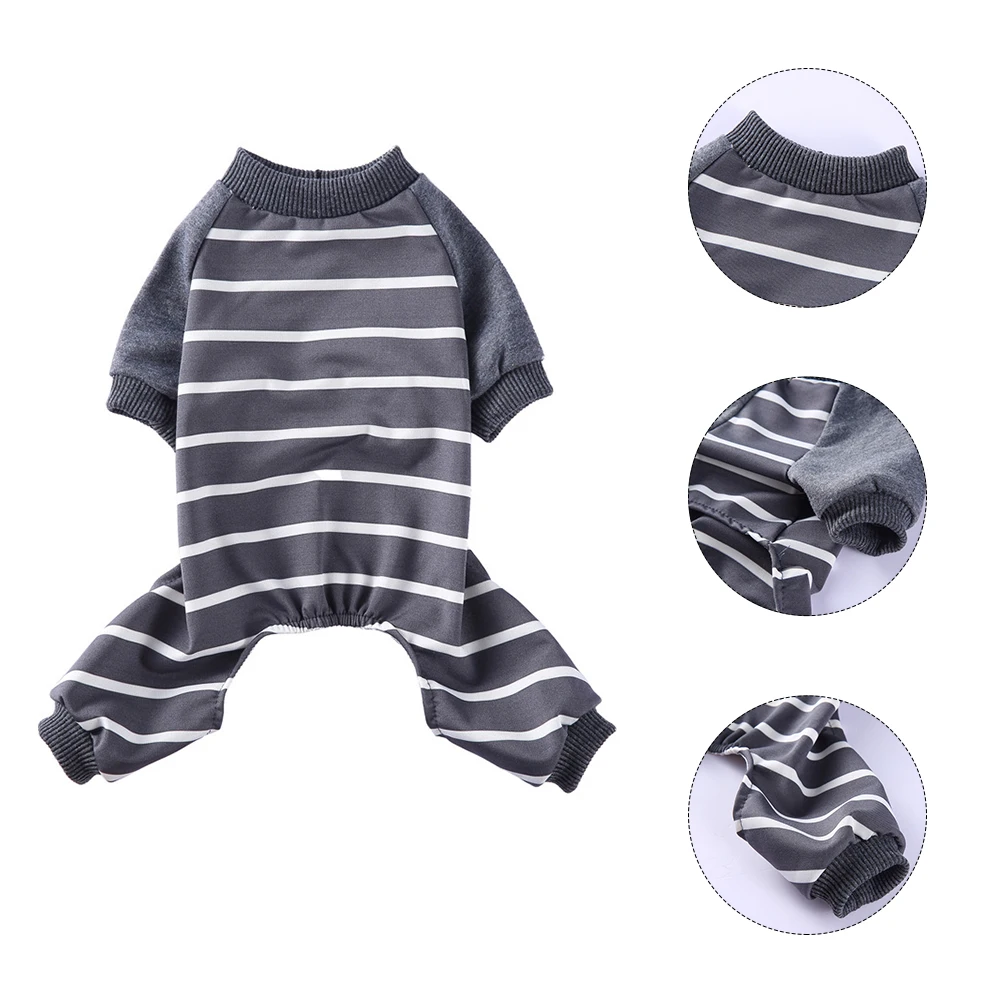 

Pet Pajamas Small Dog Clothes Household Apparel Warm Keep Printed Comfortable Polyester Grey Decorative