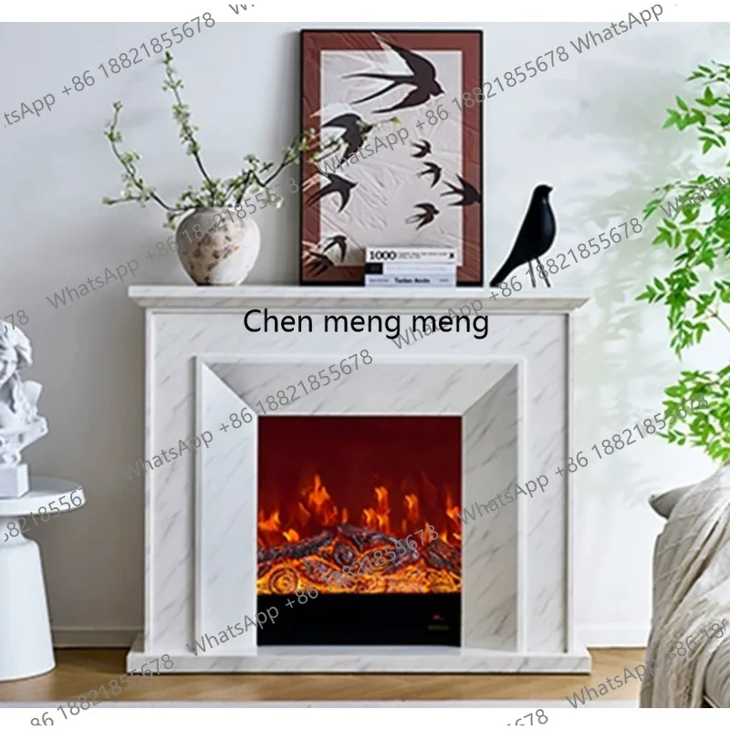 Simple French fireplace decoration cabinet home living room imitation marble color imitation flame electric fireplace