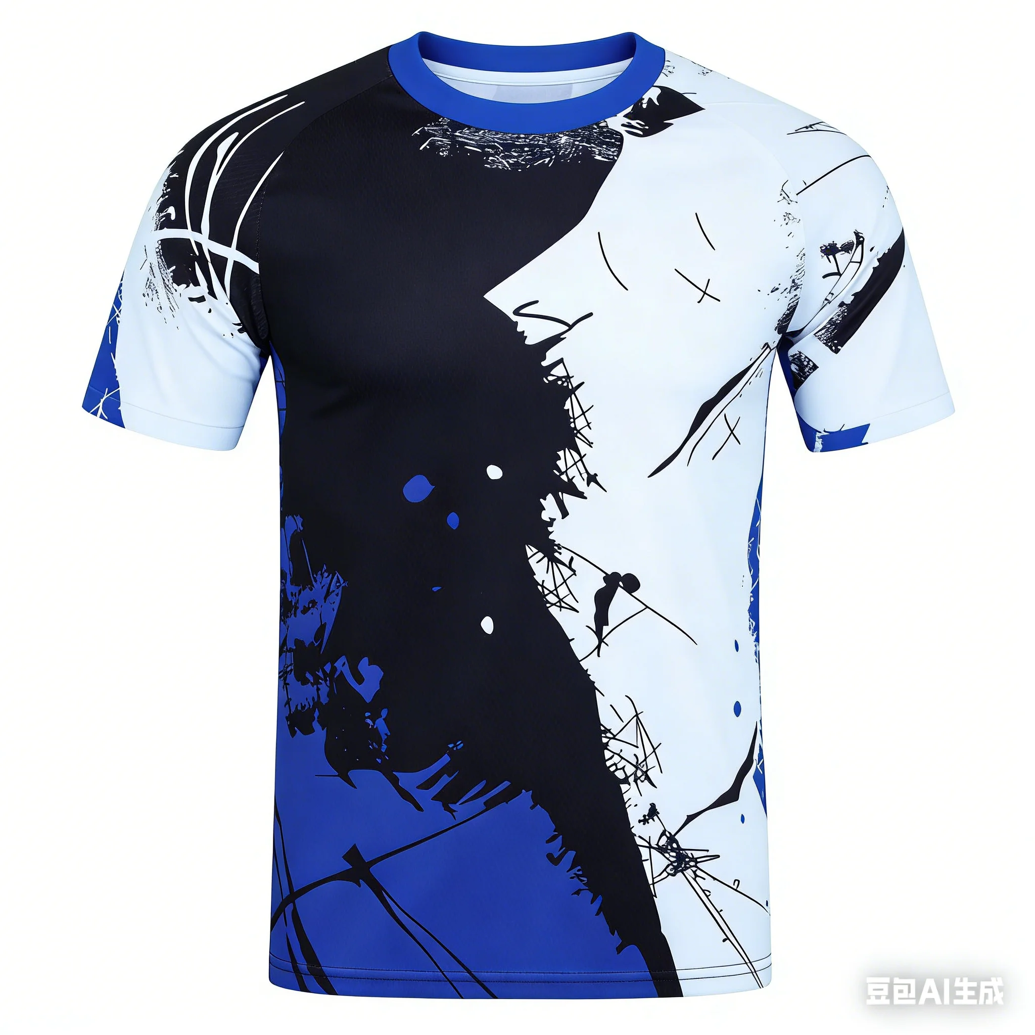 

Professional Sports! Men's and Women's Irregular Ink Stain Color-Blocking Breathable Quick-Dry 3D Printed T-Shirt