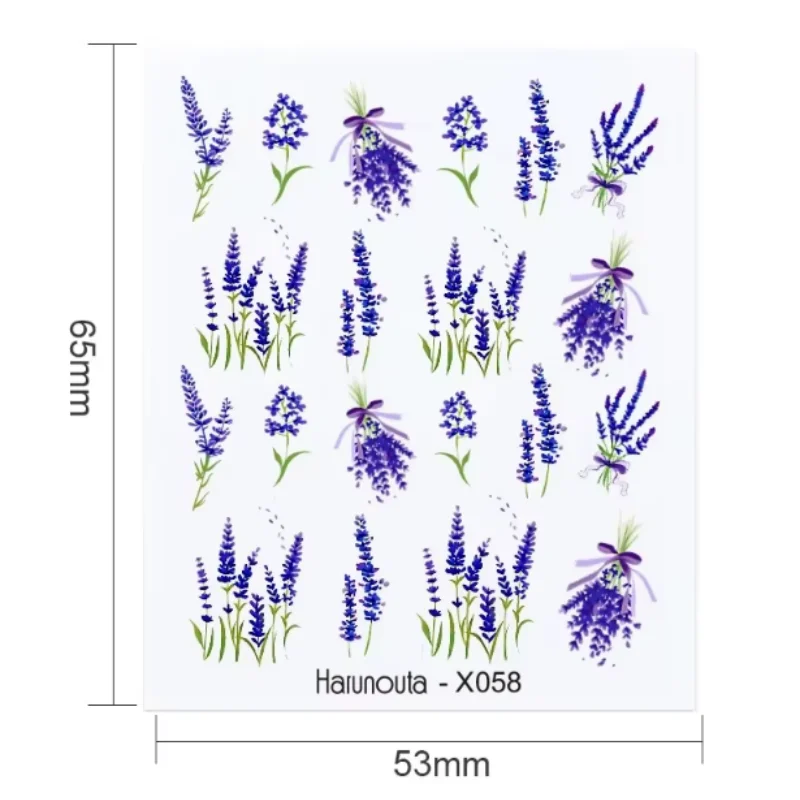 Harunouta 1 Sheet Nail Water Decals Transfer Lavender Spring Flower Leaves Nail Art Stickers Nail Art Manicure DIY image 3
