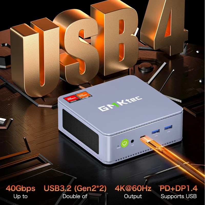 GMKtec Mini Pc GMK K6 AMD R7-7840HS NUCBOX Design del sistema a doppia ventola Window 11 Pro AMD Radeon ™   780M T ype-C Thunderbolt 4.0
